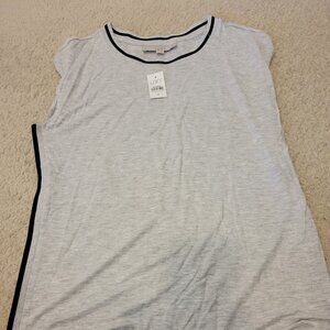 Loft Sleeveless Light Heather Gray Top with Black Detailing: Size Medium